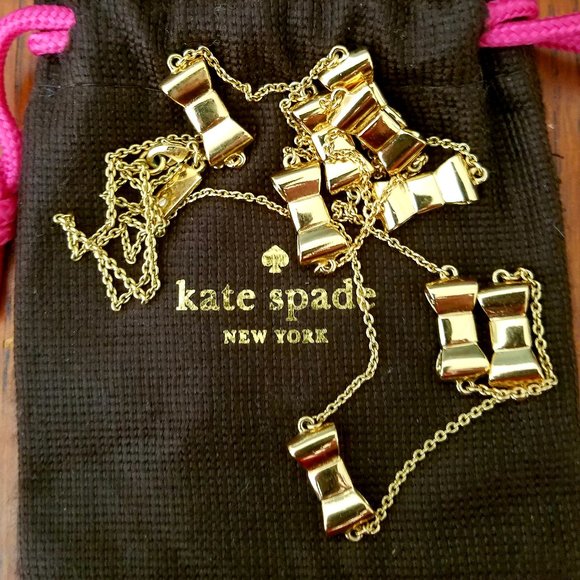 kate spade Jewelry Kate Spade Take A Bow Gold Long Scatter Necklace